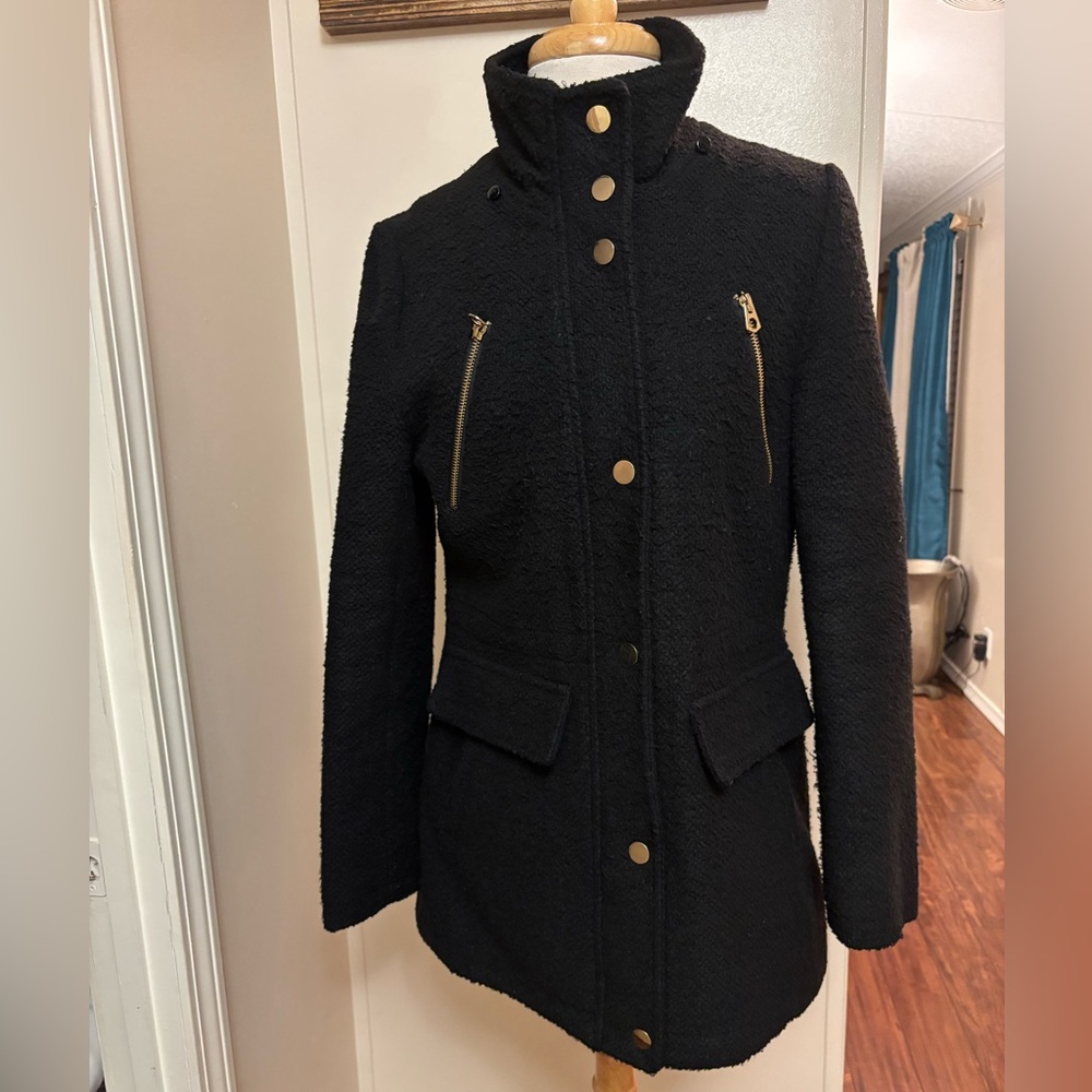 a.n.a Black Utility Jacket with Gold Accents